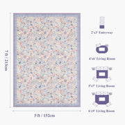 Floral Non-Slip Vintage Washable Soft & Stain Resistant Area Rug Indoor Purple