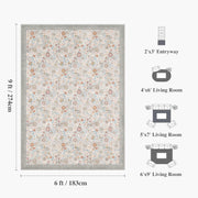 Floral Soft & Stain Resistant Non-Slip Vintage Washable Area Rug Indoor Beige Gray