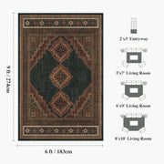 Vintage Washable Soft & Stain Resistant Area Rug Carpets Dark Brown