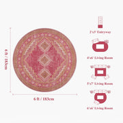 Vintage Washable Soft & Stain Resistant Area Rug Carpets Pink Red
