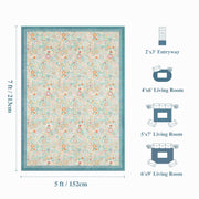 Floral Non-Slip Vintage Washable Soft & Stain Resistant Area Rug green Blue