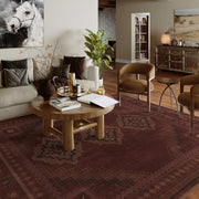 Vintage Washable Soft & Stain Resistant Area Rug Carpets Crimson Red