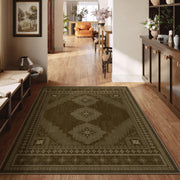 Vintage Washable Soft & Stain Resistant Area Rug Carpets Brown Yellow