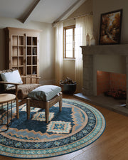 Vintage Washable Soft & Stain Resistant Area Rug Carpets Navy Green