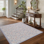 Floral Non-Slip Vintage Washable Soft & Stain Resistant Area Rug Indoor Purple
