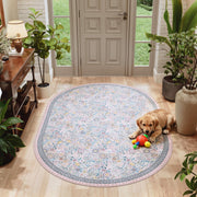 Floral Non-Slip Vintage Washable Colorful Soft & Stain Resistant Area Rug Pink