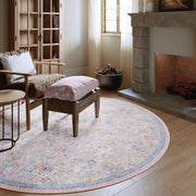 Floral Non-Slip Vintage Washable Colorful Soft & Stain Resistant Area Rug Pink