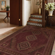 Vintage Washable Soft & Stain Resistant Area Rug Carpets Crimson Red