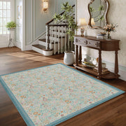 Floral Non-Slip Vintage Washable Soft & Stain Resistant Area Rug green Blue