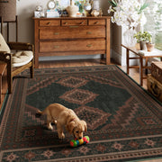 Vintage Washable Soft & Stain Resistant Area Rug Carpets Dark Brown