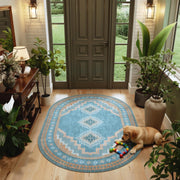 Vintage Soft & Stain Resistant Washable Area Rug Carpets Blue Yellow