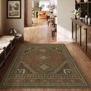 Vintage Area Rug Abstract Washable Non-Slip Soft & Stain Resistant Area Rug Brown Gray