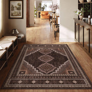 Vintage Washable Carpets Soft & Stain Resistant area Rug Brown White Gray