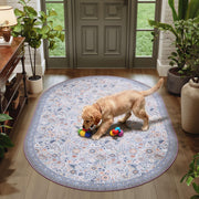 Floral Non-Slip Vintage Washable Soft & Stain Resistant Area Rug Indoor Purple