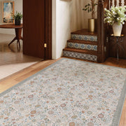 Floral Soft & Stain Resistant Non-Slip Vintage Washable Area Rug Indoor Beige Gray