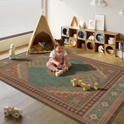 Vintage Washable Soft & Stain Resistant Area Rug Carpets Light Brown Tan