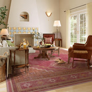 Vintage Washable Soft & Stain Resistant Area Rug Carpets Pink Red