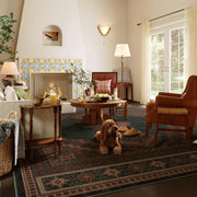 Vintage Washable Soft & Stain Resistant Area Rug Carpets Dark Brown