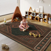 Vintage Washable Soft & Stain Resistant Area Rug Carpets Dark Brown