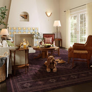 Vintage Washable Soft & Stain Resistant Area Rug Carpets Red Burgundy