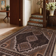 Vintage Washable Carpets Soft & Stain Resistant area Rug Brown White Gray
