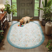 Floral Non-Slip Vintage Washable Soft & Stain Resistant Area Rug green Blue