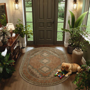 Vintage Area Rug Abstract Washable Non-Slip Soft & Stain Resistant Area Rug Brown Gray