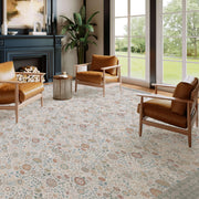 Floral Soft & Stain Resistant Non-Slip Vintage Washable Area Rug Indoor Beige Gray