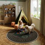 Vintage Washable Soft & Stain Resistant Area Rug Carpets Black Brown