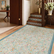 Floral Non-Slip Vintage Washable Soft & Stain Resistant Area Rug green Blue