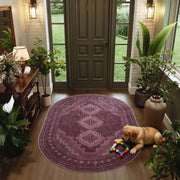 Vintage Washable Soft & Stain Resistant Area Rug Carpets Red Burgundy