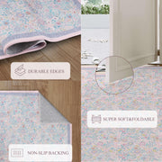 Floral Non-Slip Vintage Washable Colorful Soft & Stain Resistant Area Rug Pink