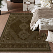 Vintage Washable Soft & Stain Resistant Area Rug Carpets Brown Yellow