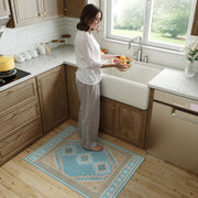 Vintage Soft & Stain Resistant Washable Area Rug Carpets Blue Yellow