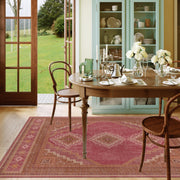 Vintage Washable Soft & Stain Resistant Area Rug Carpets Pink Red