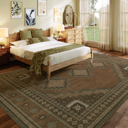 Vintage Area Rug Abstract Washable Non-Slip Soft & Stain Resistant Area Rug Brown Gray