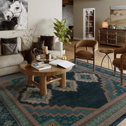 Vintage Washable Soft & Stain Resistant Area Rug Carpets Navy Green