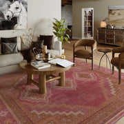 Vintage Washable Soft & Stain Resistant Area Rug Carpets Pink Red