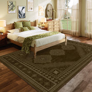 Vintage Washable Soft & Stain Resistant Area Rug Carpets Brown Yellow