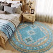 Vintage Soft & Stain Resistant Washable Area Rug Carpets Blue Yellow