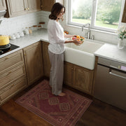 Vintage Washable Soft & Stain Resistant Area Rug Carpets Crimson Red