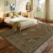 Vintage Area Rug Abstract Washable Non-Slip Soft & Stain Resistant Area Rug Brown Gray