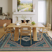 Vintage Washable Soft & Stain Resistant Area Rug Carpets Navy Green