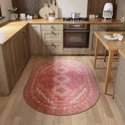 Vintage Washable Soft & Stain Resistant Area Rug Carpets Pink Red