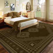 Vintage Washable Soft & Stain Resistant Area Rug Carpets Brown Yellow