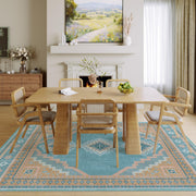 Vintage Soft & Stain Resistant Washable Area Rug Carpets Blue Yellow