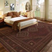 Vintage Washable Soft & Stain Resistant Area Rug Carpets Crimson Red