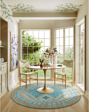 Vintage Soft & Stain Resistant Washable Area Rug Carpets Blue Yellow