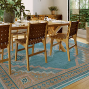 Vintage Soft & Stain Resistant Washable Area Rug Carpets Blue Yellow