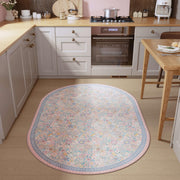 Floral Non-Slip Vintage Washable Colorful Soft & Stain Resistant Area Rug Pink